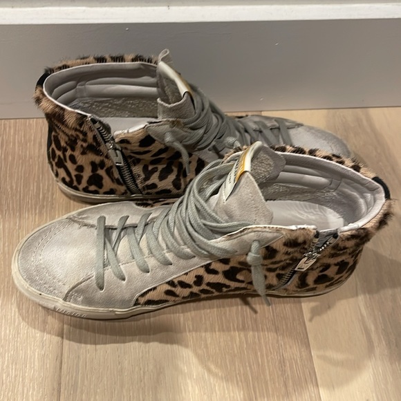 Women's Slide Leopard Print Calf Hair High Top Sneakers size 39 - Picture 2 of 16
